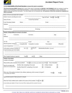 Free Accident Injury Report Form Template Word