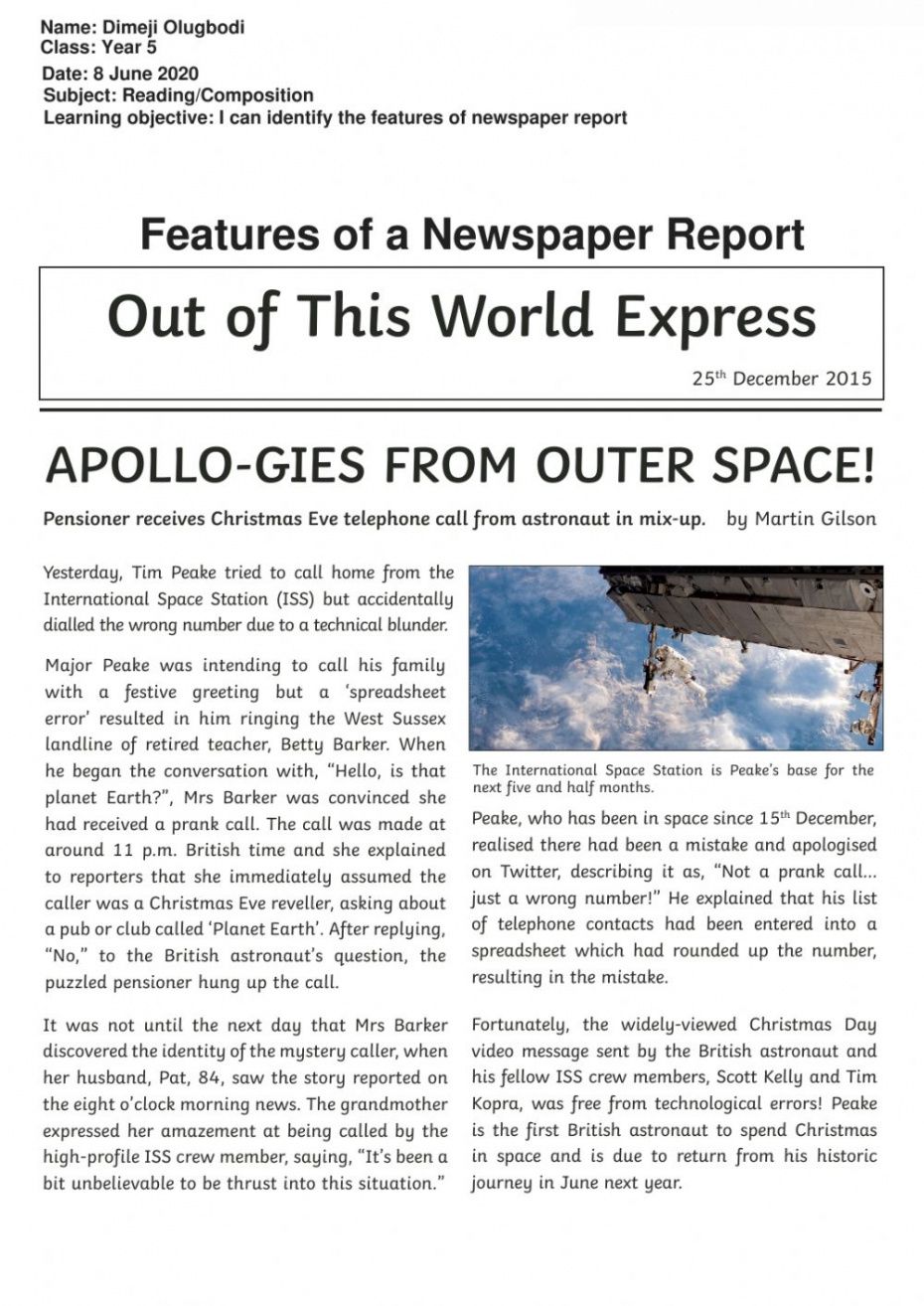 Free Newspaper Book Report Template Pdf