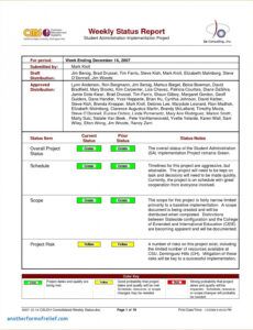 Free Weekly Team Status Report Template Doc Example