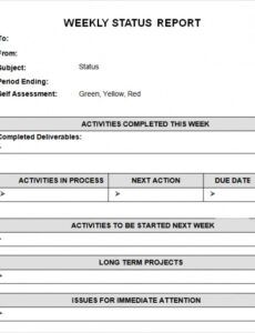 Free Weekly Team Status Report Template Excel