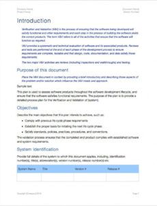 Printable Medical Device Validation Report Template Doc Sample