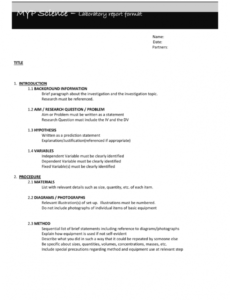 Printable Scientific Method Lab Report Template Doc Example
