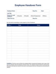 Printable Shift Turnover Report Template Pdf Example