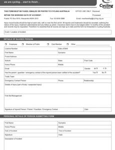 Professional Accident Injury Report Form Template  Example