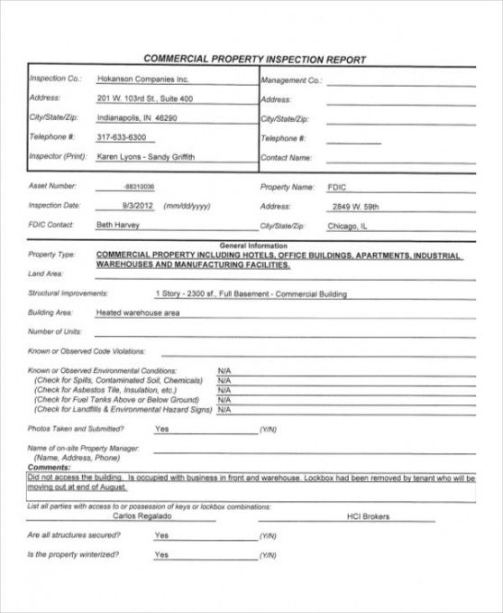 Professional Property Condition Report Template PDF Example Stableshvf