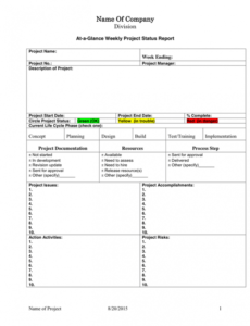 Weekly Team Status Report Template Word Sample