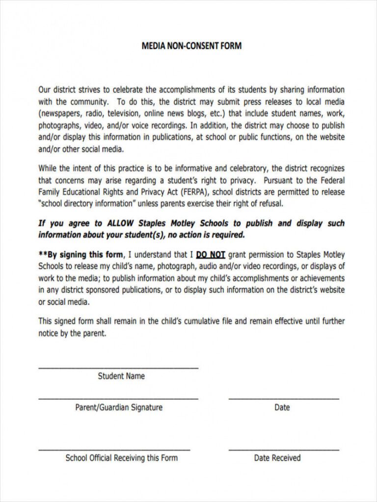 Free Student Photo Release Form Template Doc Example | Stableshvf
