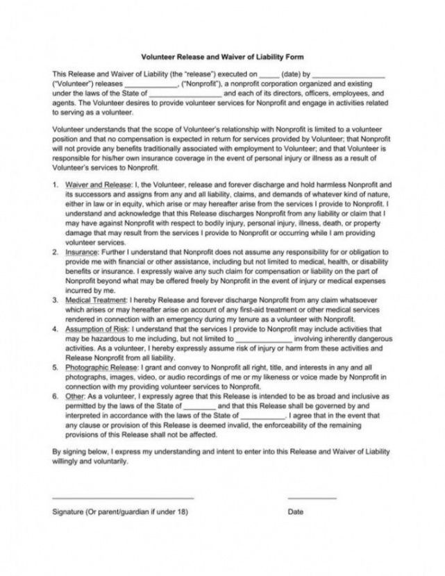 Best Accident Liability Release Form Template Doc Sample