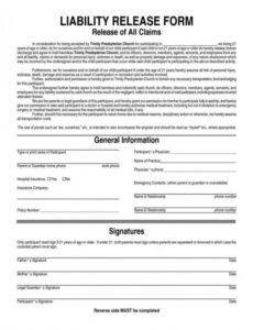 Best Fitness Liability Release Form Template