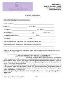 Best Fitness Liability Release Form Template Word