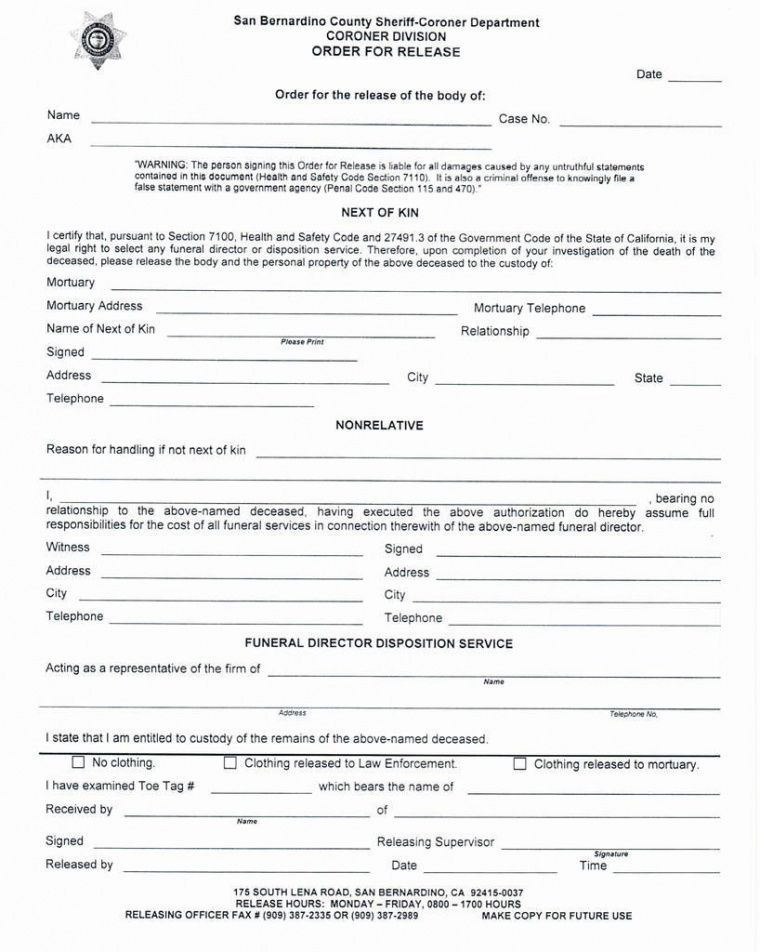 Best Hospital Release Forms Template  Example