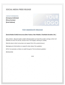 Best Online News Release Template Word Sample