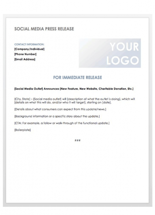 Best Online News Release Template Word Sample