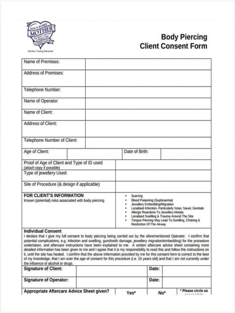 Best Tattoo Release Form Template Doc Stableshvf