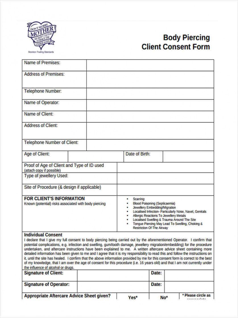 Best Tattoo Release Form Template Doc