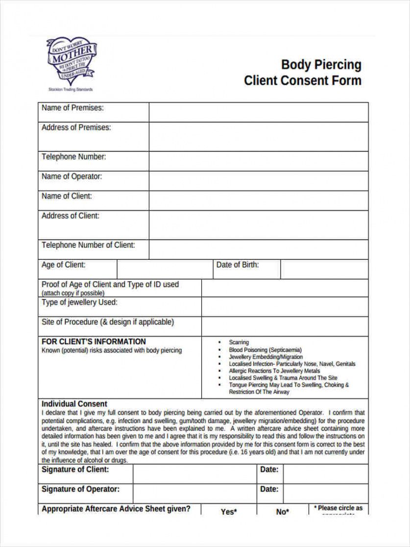 Tattoo Release Form Template