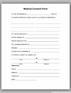 Child Medical Release Form Template  Example