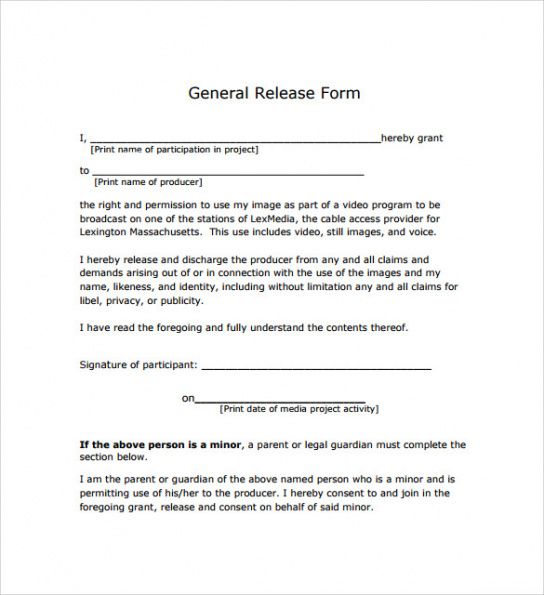 Costum Generic Photo Release Form Template Excel Example