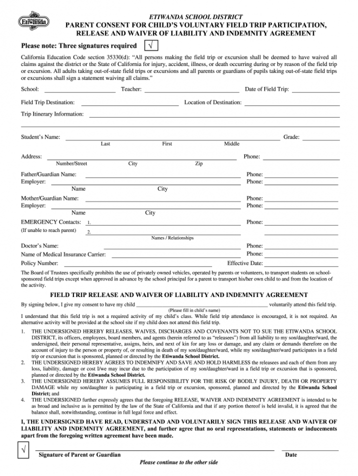 Costum Hunting Release Of Liability Form Template