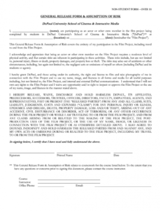 Costum Talent Release Form Template For Film Doc Sample