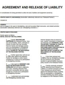 Editable Accident Liability Release Form Template  Sample