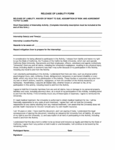 Editable Contractor Release Of Liability Form Template