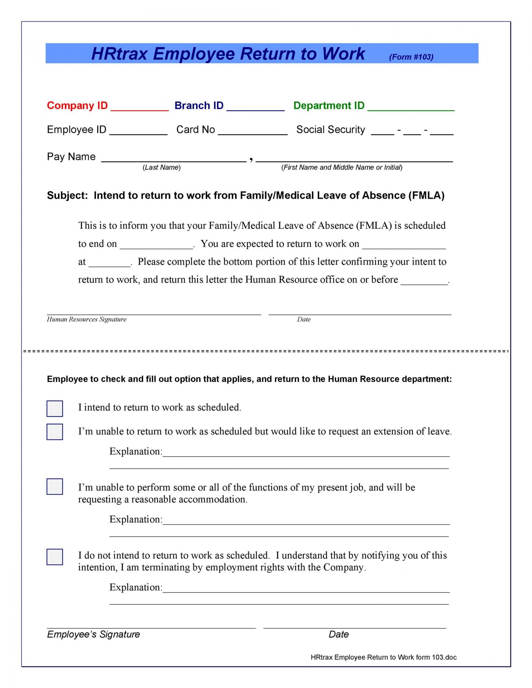 Editable Medical Release Form To Return To Work Template Excel