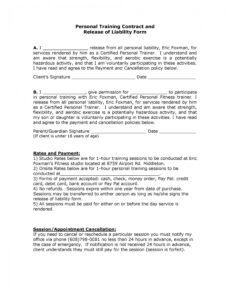 Editable Personal Liability Release Form Template Excel Example