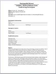Editable Sports Release Of Liability Form Template Doc