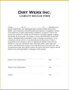 Free Contractor Release Of Liability Form Template Doc