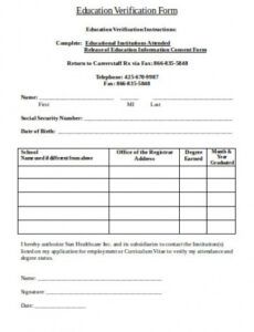 Free Employment Verification Release Form Template Excel Sample