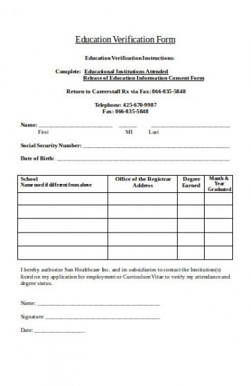 Free Employment Verification Release Form Template Excel Sample