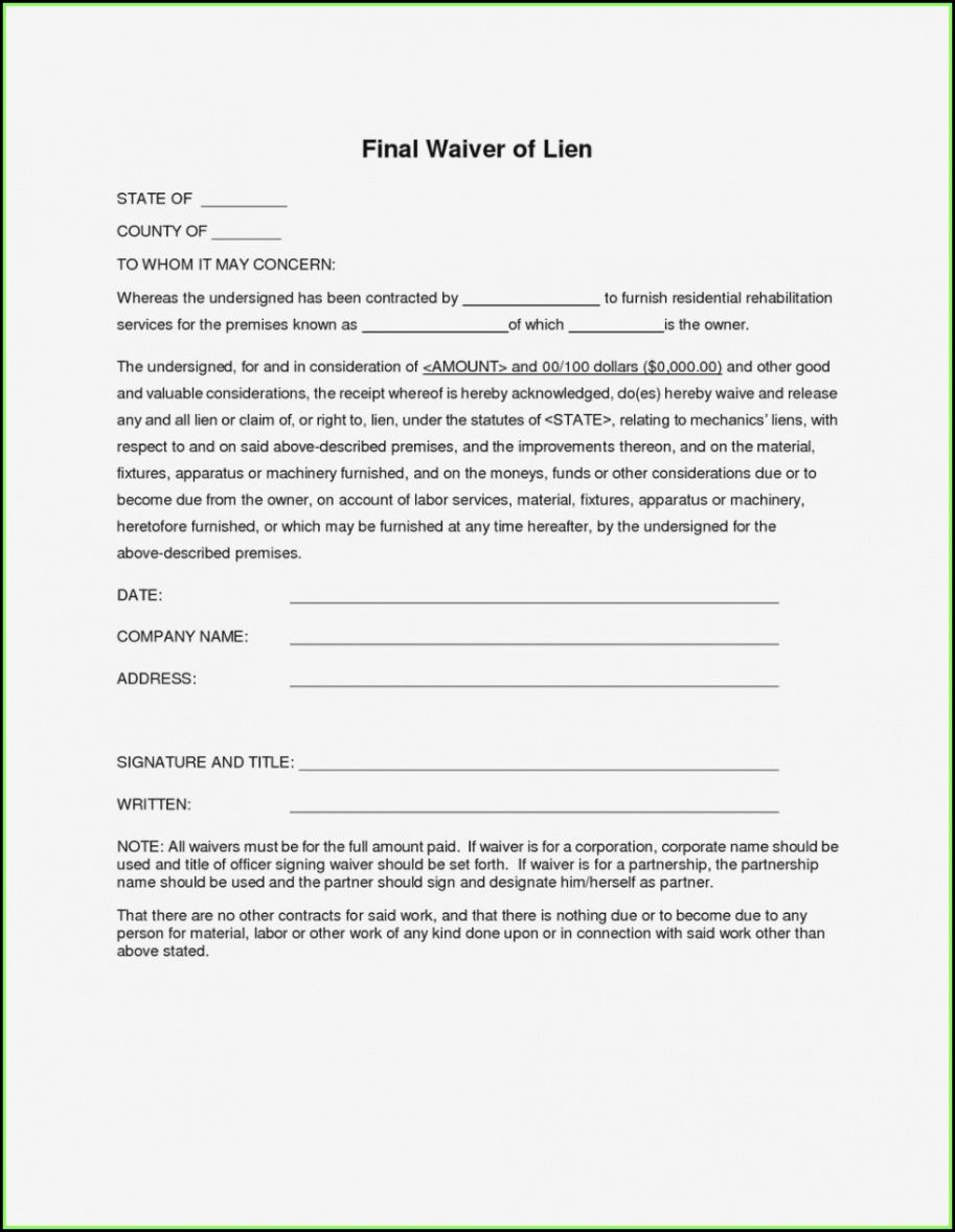 Free Final Release Of Lien Template Pdf Sample