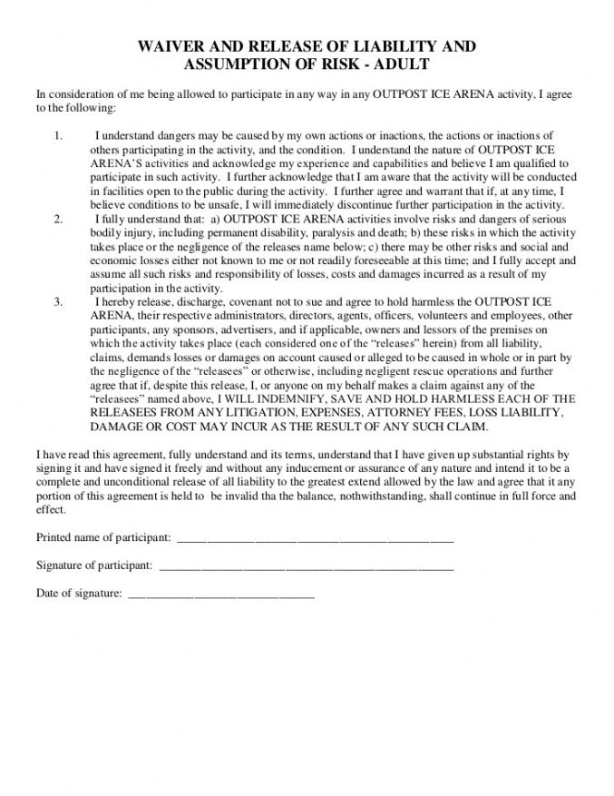 Fitness Liability Release Form Template