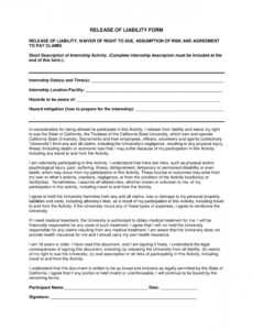 Free General Release Of Liability Form Template Pdf