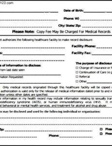 Free Generic Medical Records Release Form Template Word