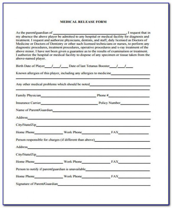 Free Hospital Release Forms Template Doc Sample