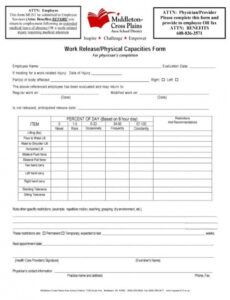 Free Medical Release Form To Return To Work Template Doc