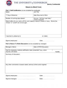 Free Medical Release Form To Return To Work Template Excel