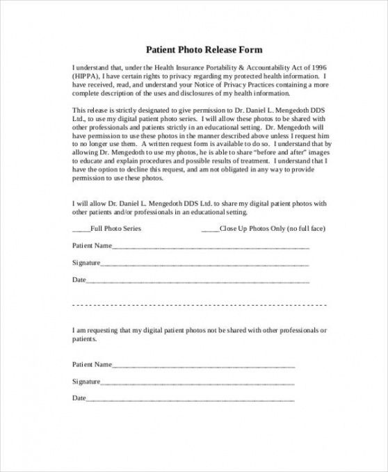 Free Photo Permission Release Form Template Word Example