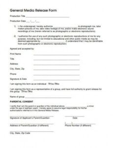 General Media Release Form Template