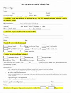 Generic Medical Records Release Form Template Doc Sample