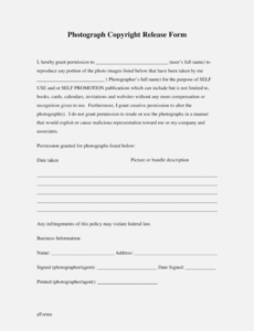 Generic Photo Release Form Template Pdf Sample