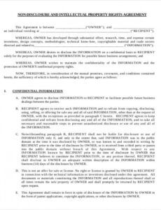 Intellectual Property Release Form Template  Example