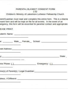 Printable Parental Release Form Template Doc