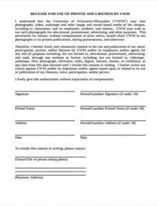 Printable Photo Permission Release Form Template Doc