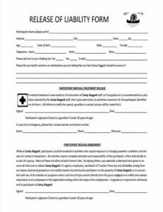 Printable Property Liability Release Form Template