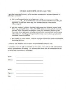 Printable Student Media Release Form Template Excel Example