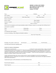 Professional Church Photo Release Form Template Excel Sample
