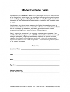 Professional Church Photo Release Form Template Pdf Sample